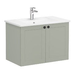 Vitra Root Classic 68714 Lavabo Dolabı, Kapaklı, 80 Cm, Mat Retro Yeşil, Köşeli Lavabolu